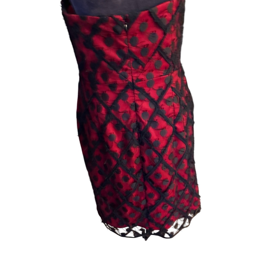 Milly Alix Black and‎ Red Midi Dress Size 12 - Picture 4 of 9